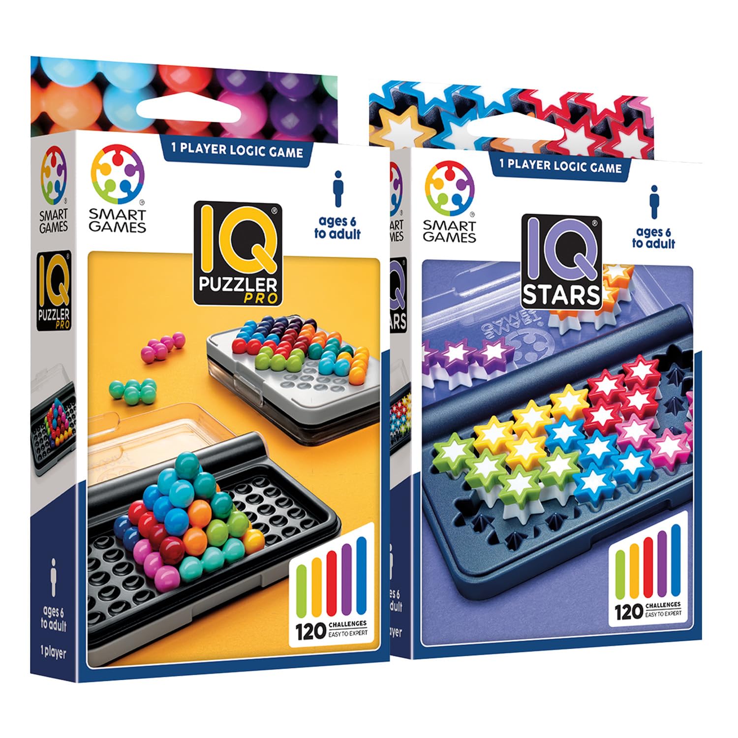 Smart Games - Pack Iq Puzzler Pro E Iq Stars | Giochi Per Bambini E Adulti | Rompicapo Adulti E Rompicapo Bambini | Gioco Educativo 6 Anni | Giochi Da Viaggio 1 Giocatore