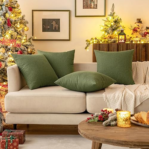 Miniatura 8 de MIULEE - Paquete de 2 fundas de almohada decorativas para exteriores, impermeables, sólidas, de lino, para jardín, granja, para patio, tienda,