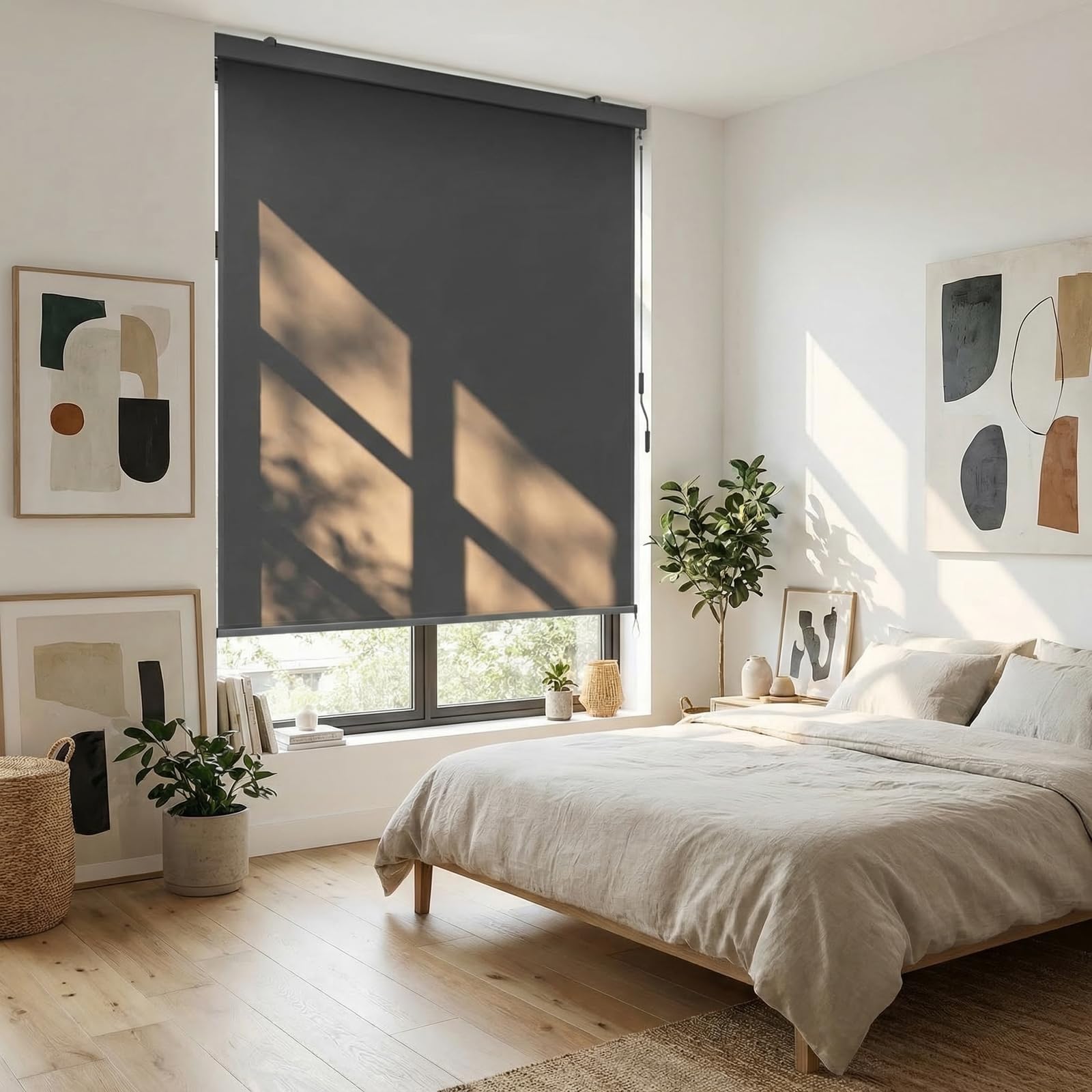 Toldo Vertical Enrollable Impermeable con Manivela, Pantalla de Privacidad Persiana Extensible para Interior y Exterior, Protección Solar, Resistente a los Rayos UV, contra el Viento,250x140cm Gris