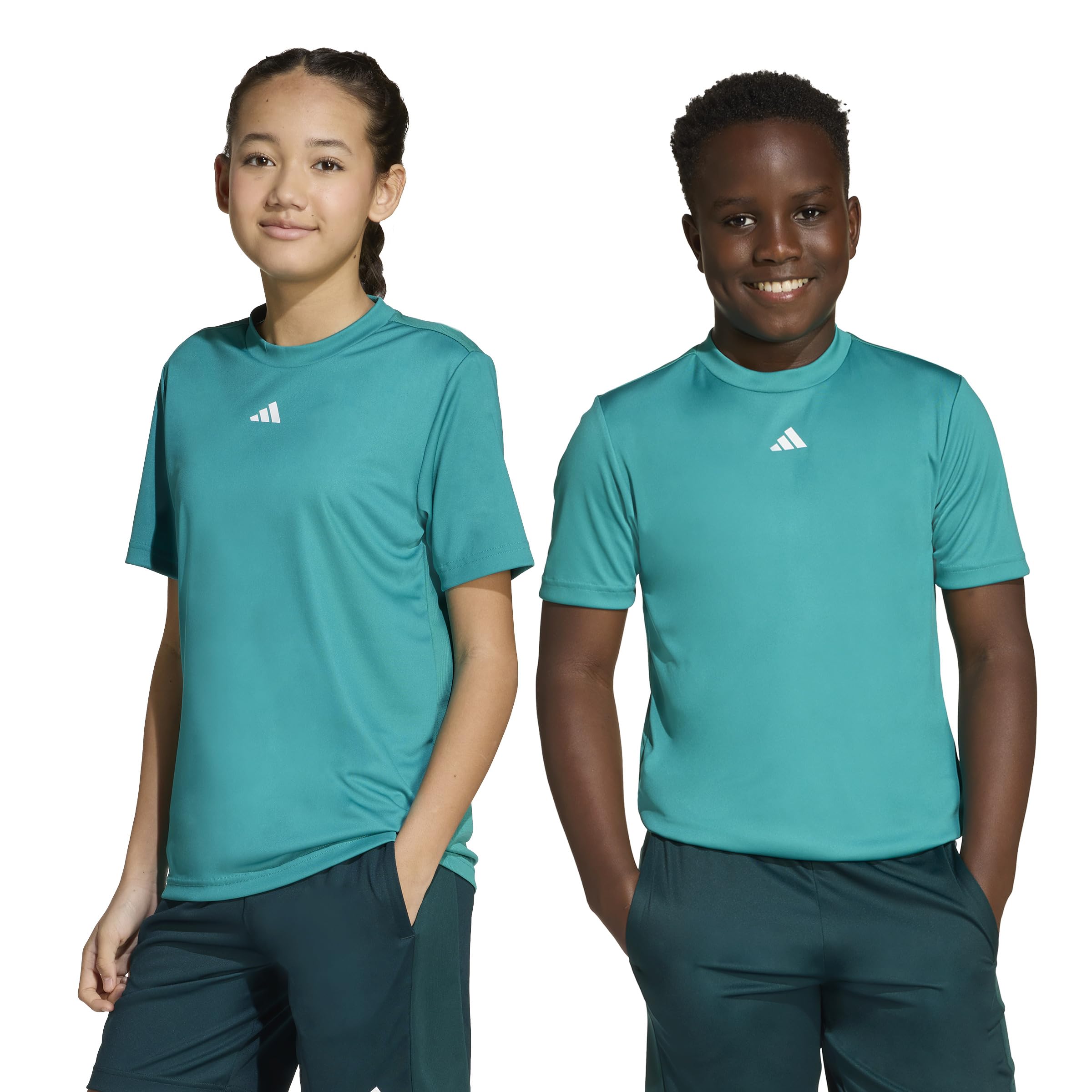 adidas Uniseks - dzieci Train Essentials Logo Regular Fit T-Shirt Junior, Pure Teal/White, 13-14 Years