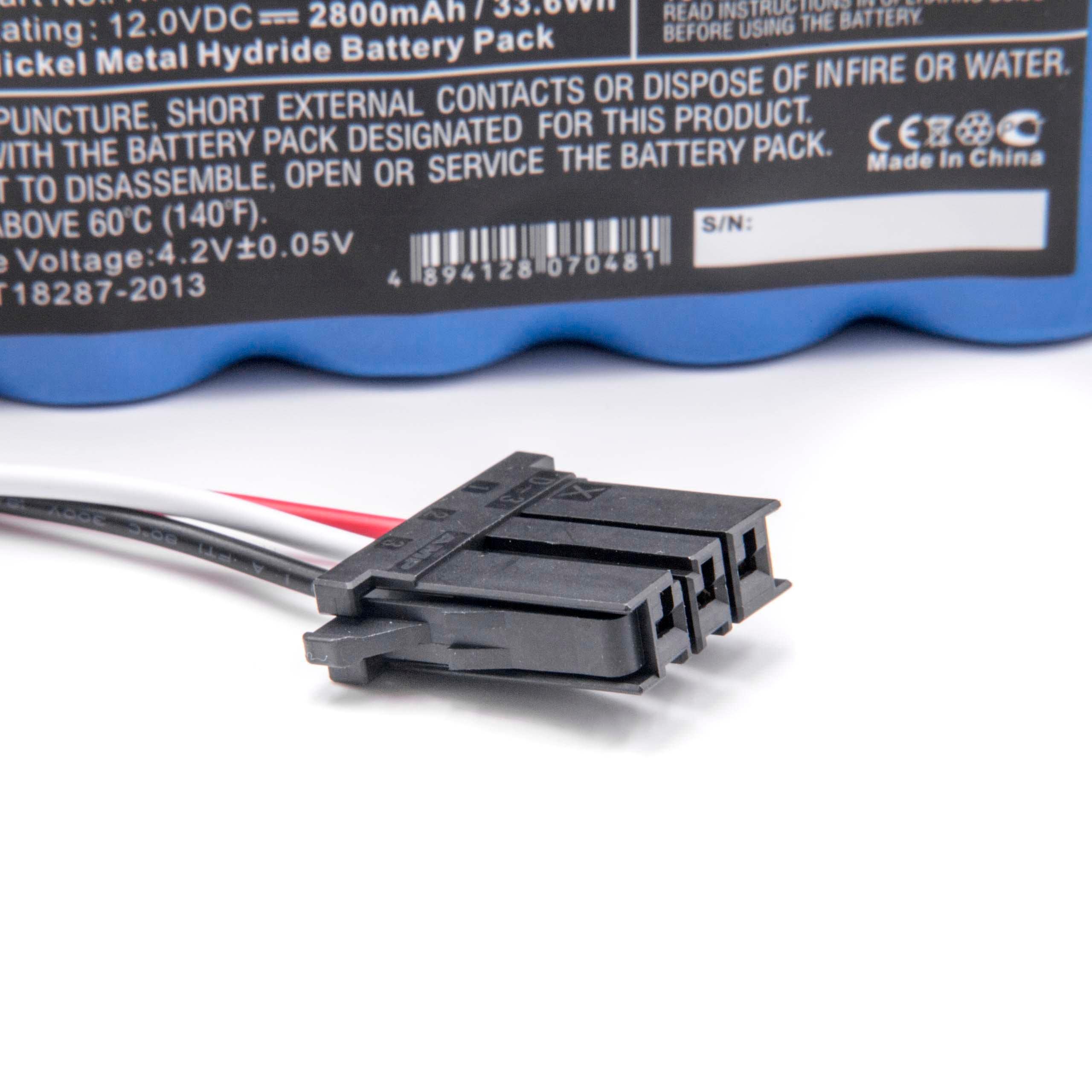 vhbw batteria compatibile con Nihon Kohden TEC7631, TEC-7631, TEC-7621, TEC-7621C, TEC-7631C, TEC7621 strumentazione medica (2800mAh, 12V, NiMH)