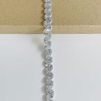Silver Wavy Sequin Trim, 1/2 Width, 3 Yards/Pack, Includes Spool