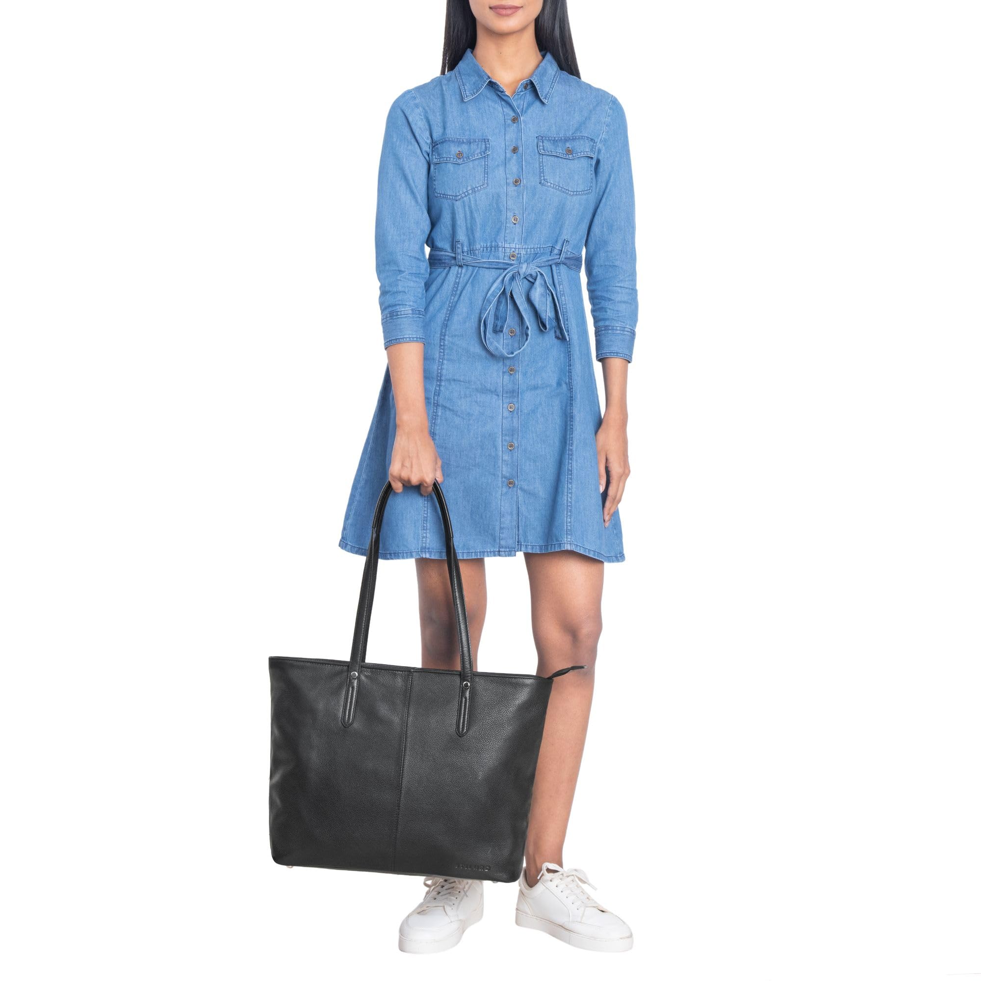 STILORD Antonia Große Handtasche Damen Leder Shopper Tasche Tote Bag Schultertasche Frauen Ledertasche Handtaschen Lederhandtasche Echtleder Henkeltaschen Farbe:schwarz