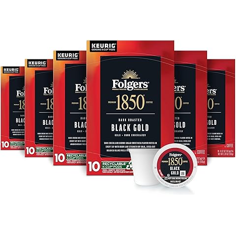Folgers 1850 Black Gold Dark Roast Coffee, 60 Keurig K-Cup Pods
