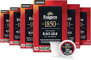 Folgers 1850 Black Gold Dark Roast Coffee, 60 Keurig K-Cup Pods