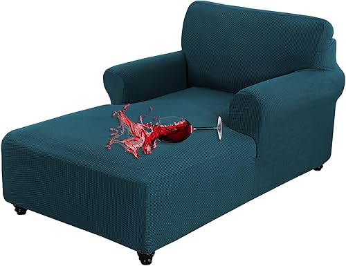 Miniatura 8 de OKYUK Funda para tumbona de jacquard, elástica con doble brazo, lavable a máquina, protector de muebles suave para sala de estar y dormitorio (negro)