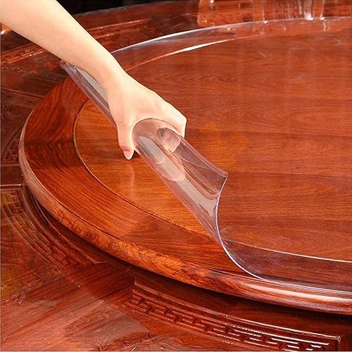 Miniatura 3 de Protector de mesa de PVC transparente de 0.079in de grosor, de plástico redondo, mantel de escritorio, hoja antideslizante, cubiertas de mesa para