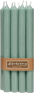 Nordring 8 velas rústicas, color verde musgo, 2,2 x 18 cm de alto, teñidas, con certificado RAL