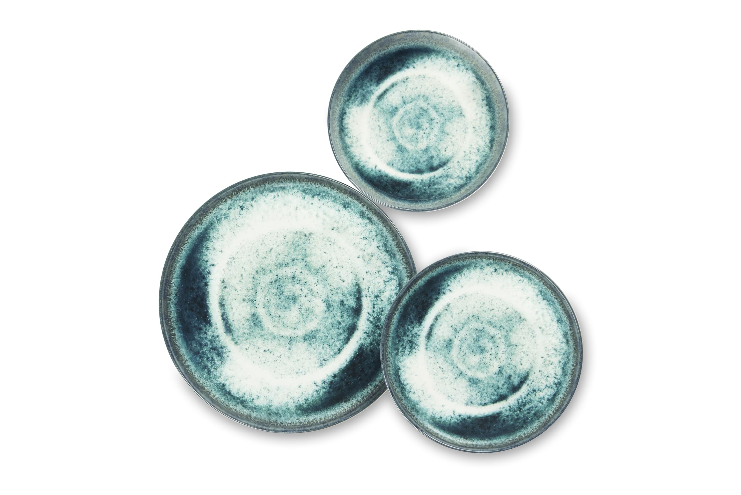 Excelsa Atena Servizio Piatti 12 Pezzi, Ceramica, Effetto Reattivo, 4 Persone