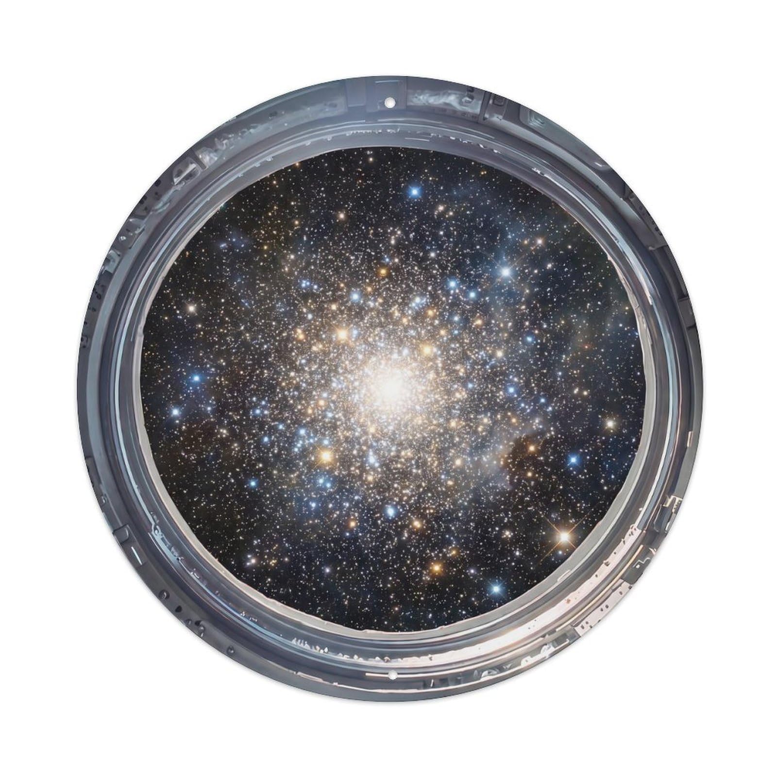 Metal Tin Sign Dense Star Cluster from Space Station Porthole
