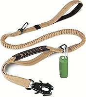 Vista 9 de Correa para perros grandes y medianos resistente, correas elásticas para perros con soporte para bolsa de excrementos y cinturón de seguridad