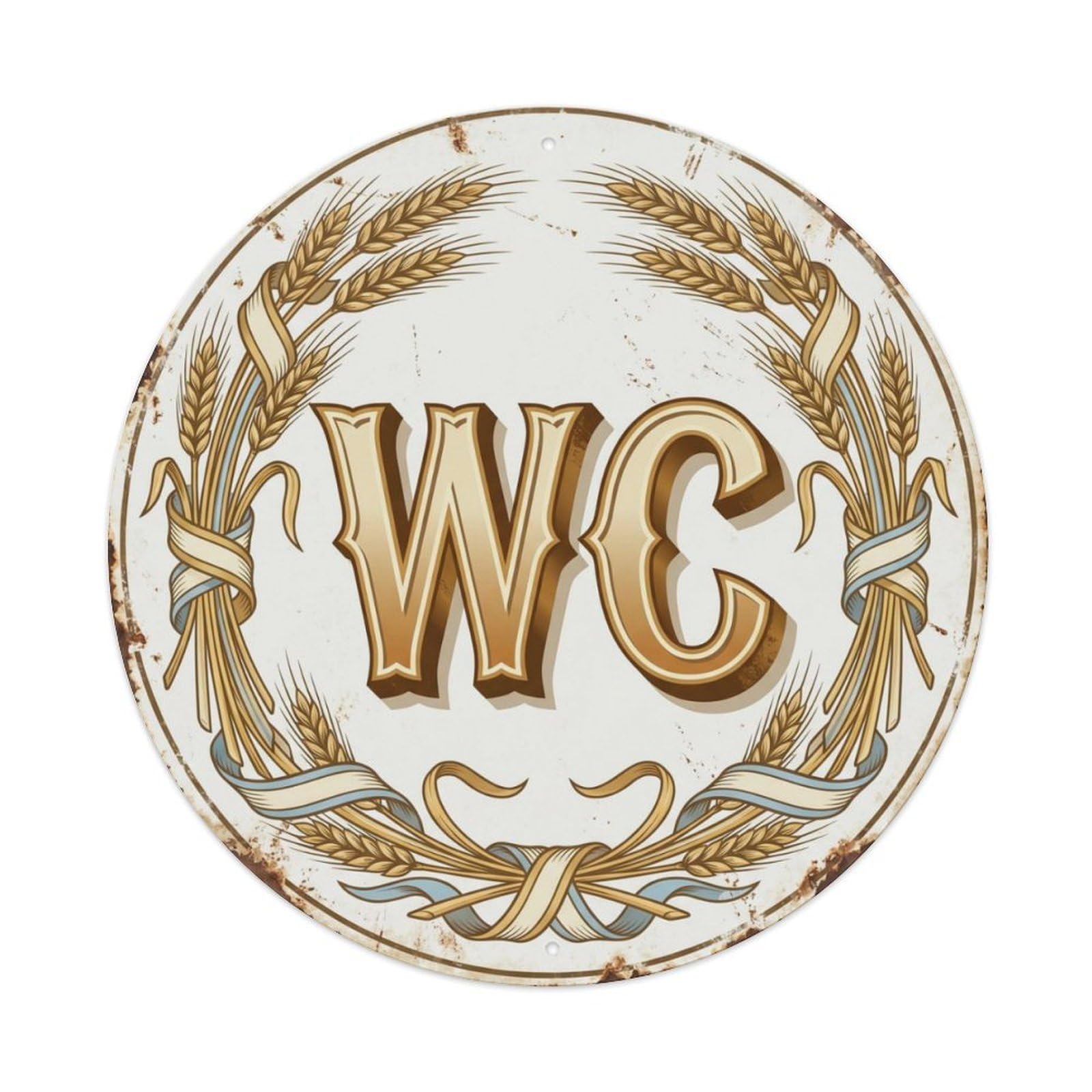 Toilet （WC） Bakery Emblem Metal Tin Sign Plaque Wall Decor for Cafe, Club Bar, Office, Home Garden Round Metal Poster 8x8Inch