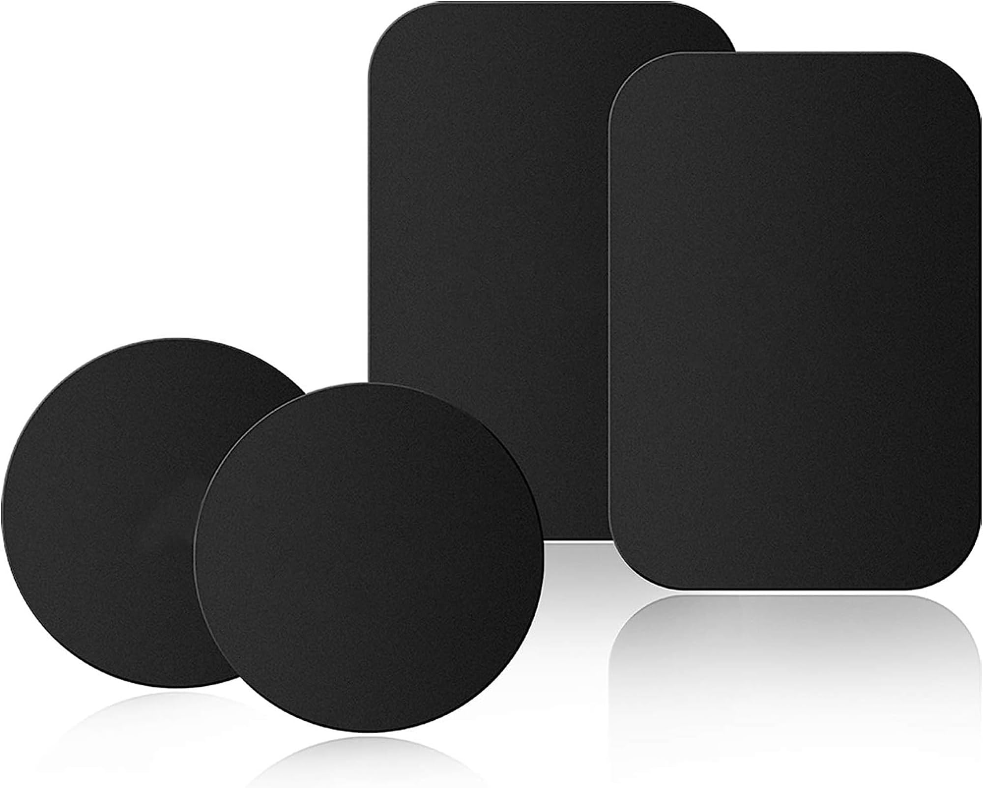 Sulfar Metal Plate Magnetic Patch 4 Pack Replacement Magnet Plate Car Kit Sticky Magnetic Phone Sticker Self Adhesive Pad Thin Magnet Disc for Car Vent Dash Mount Holder Cradle-2 Round 2 Rectangle