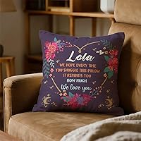 Vista 3 de Fundas de almohada florales de Lola, regalos acogedores para Lola abuela, almohada de cojín conmovedora de abuela, 18 x 18 pulgadas