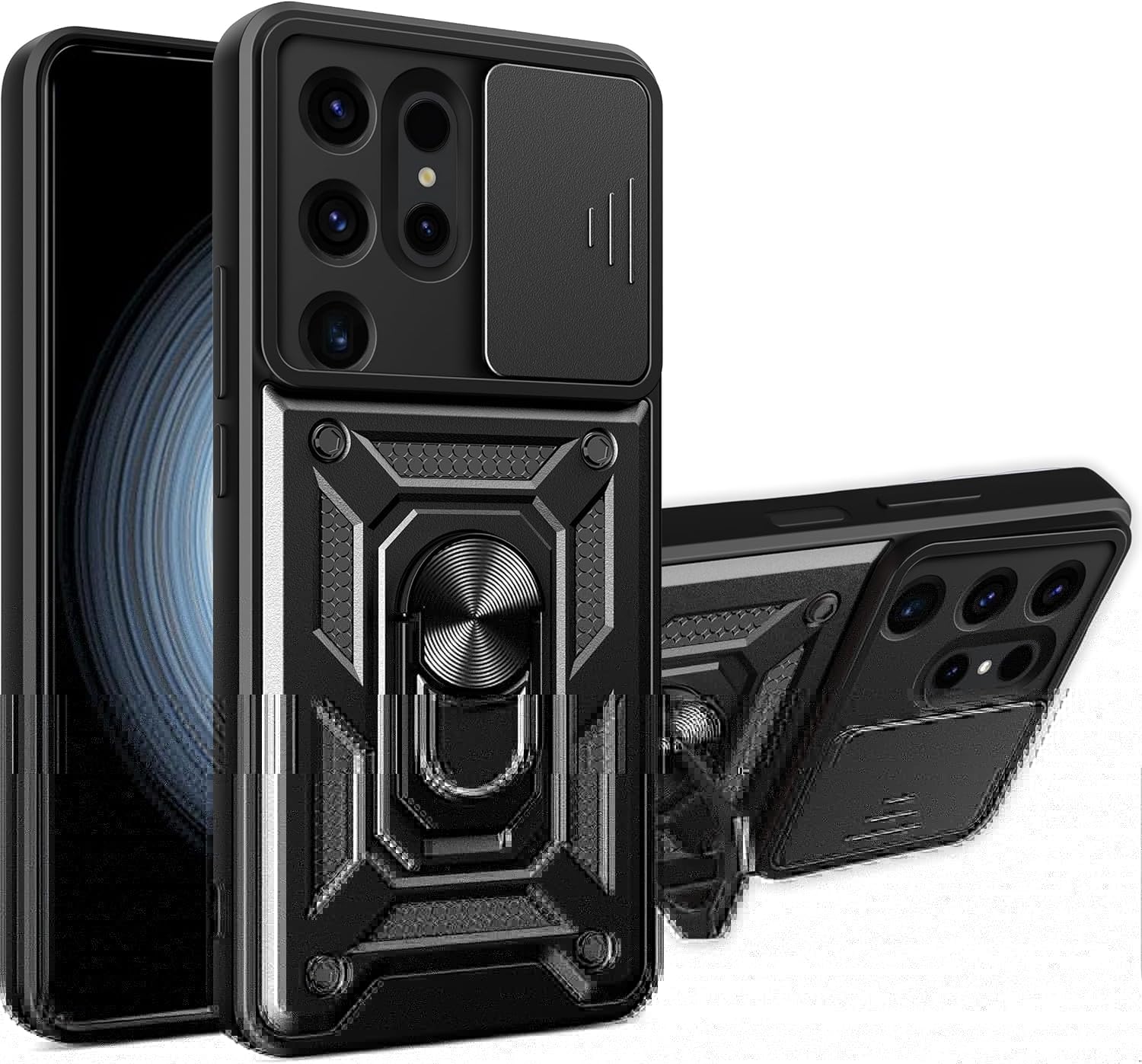 Scalebee Back Cover for Samsung Galaxy S24 Ultra Heavy Duty Slide Camera Cover Built-in Rotated Ring Kickstand (Black, Rugged Armor) (Galaxy S24 Ultra) (B0D9YK91JV) Amazon Price History, Amazon Price Tracker