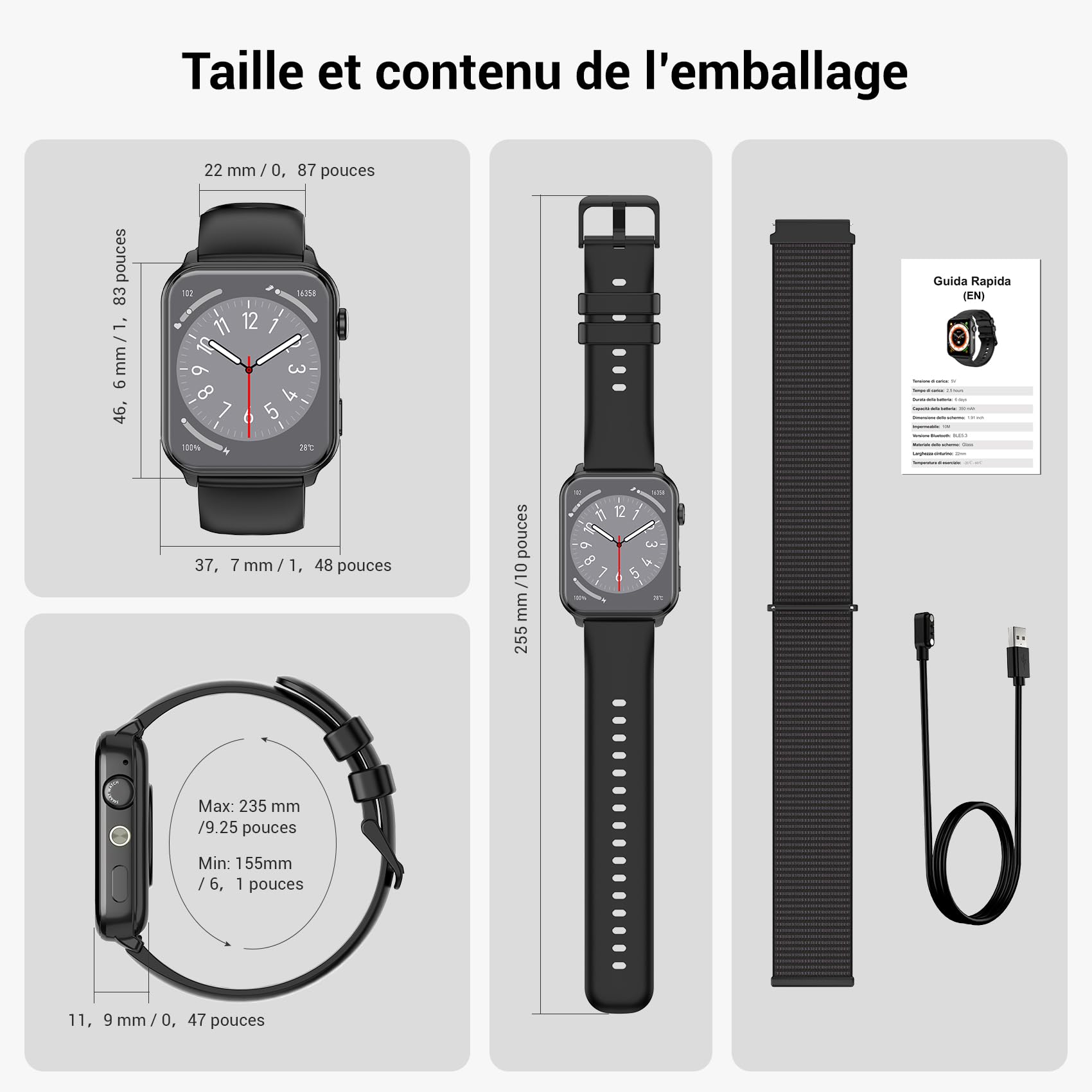 Montre Connectée Homme Femme avec Appels Bluetooth, Écran 1,91″ HD, Fréquence Cardiaque & SpO₂, 120+ Modes Sportifs, Suivi Sommeil & Podomètre, Étanche IP68, Lampe Torche, 2 Bracelets, Android & iOS