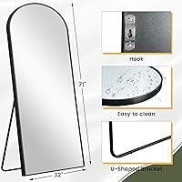 Vista 5 de NeuType Espejo arqueado de longitud completa, 71 x 32 pulgadas, espejo grande de cuerpo completo con marco de metal de aluminio, protección contra