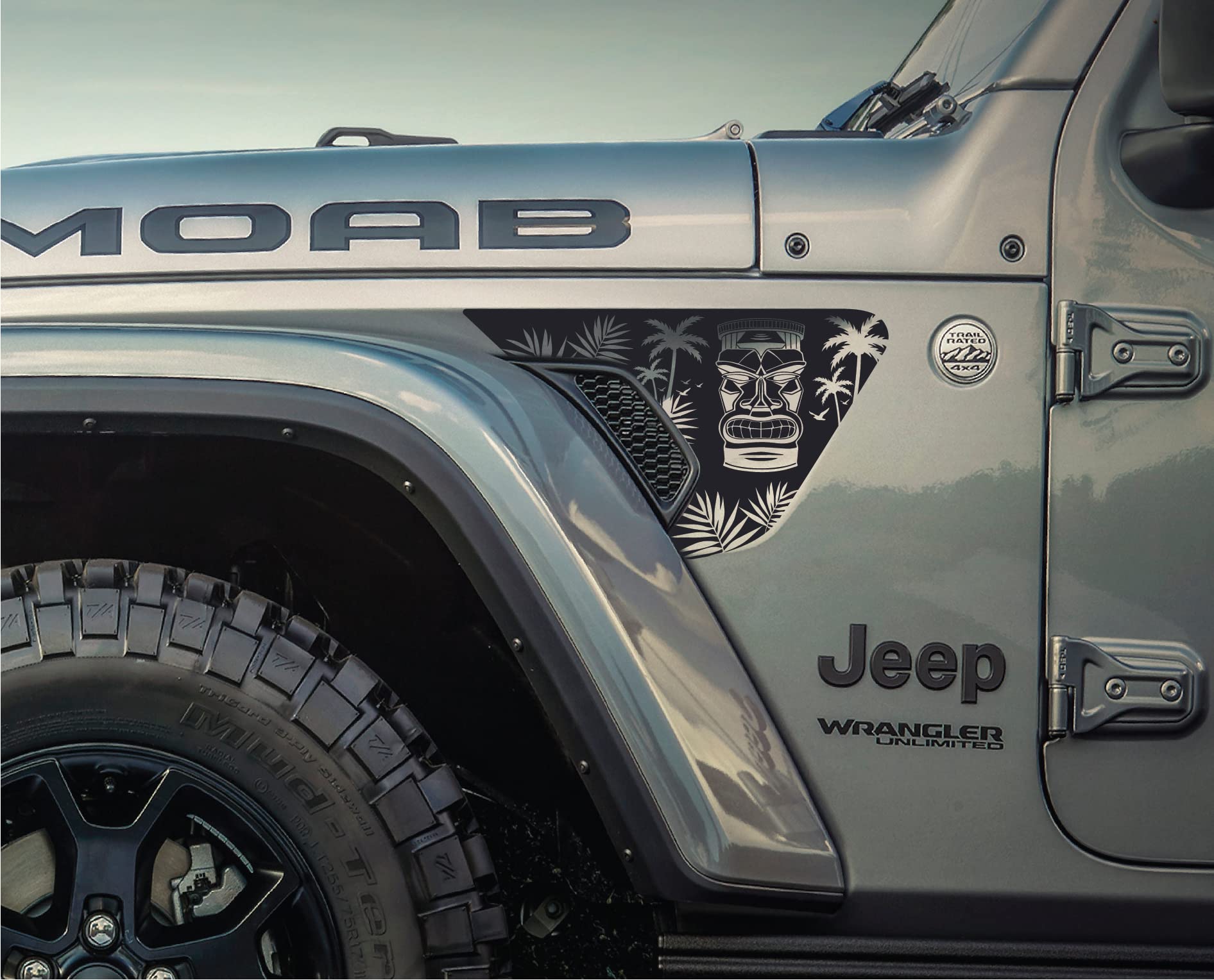 AnyStickerYouWant - Beach Tiki Fender Vent Vinyl Decal Sticker Fits & Compatible with Jeep Wrangler JL/Jeep Gladiator JT 2018+ Beach Tiki Decal Fits