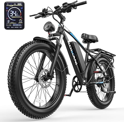26" Electric Bike for Adults, 90 Miles 34MPH Fast E Bike for Men, Peak 1500W Fat Tire Ebike for Adults Electric with 48V 864WH Removable Battery, ON/Off Road E Bicycle with Brake Light