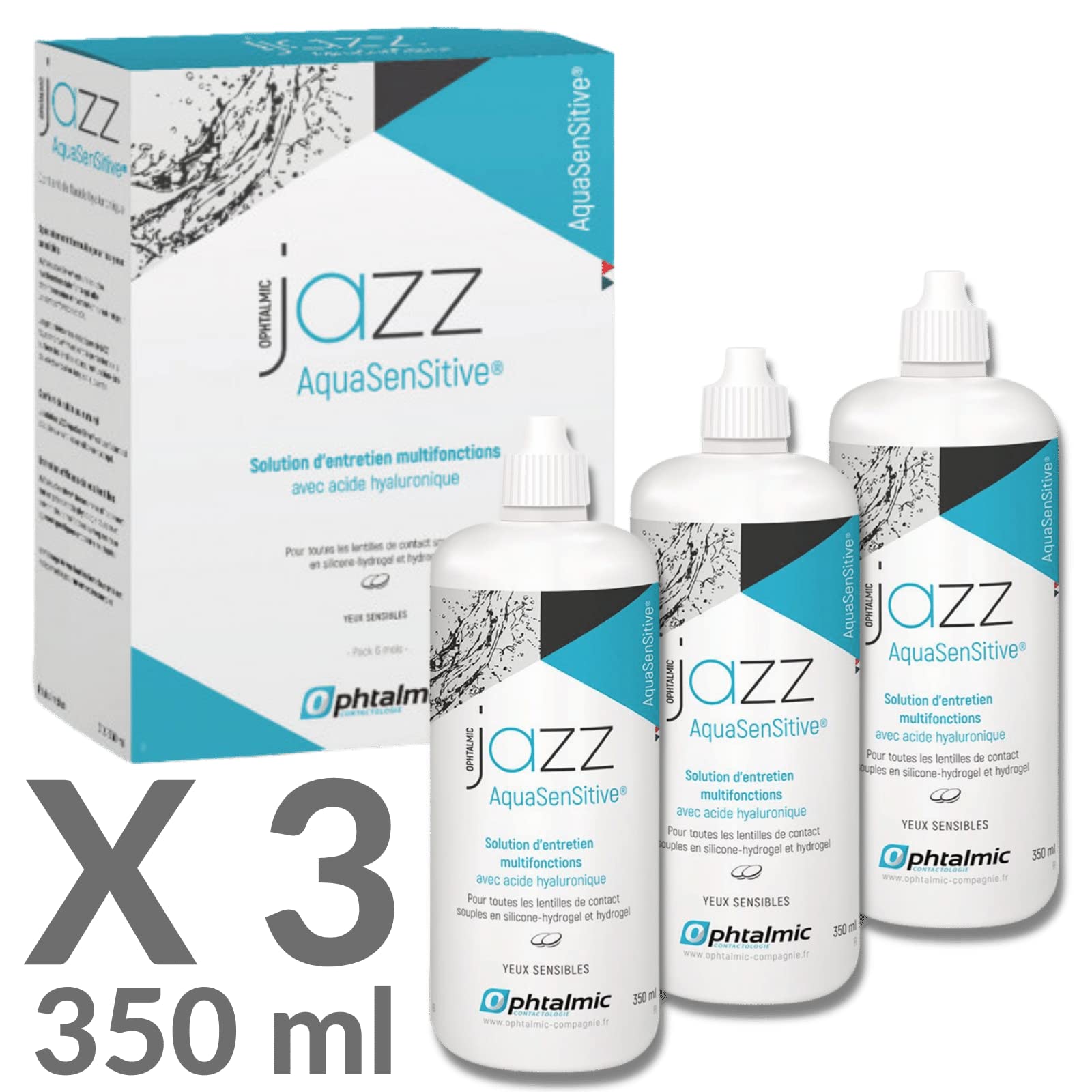 Produit lentilles JAZZ AQUA SENSITIVE 3X350ML