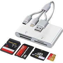 OTG Memory Stick Pro Duo Adapter, 4-in-1 USB C/Lightning/USB-A to SD/TF/XD/MS Card Reader for Sony Lexar Sandisk, Plug & Play Digital Camera Card Reader for iPhone 14/15/16/17/Android/Mac/PC/Pad