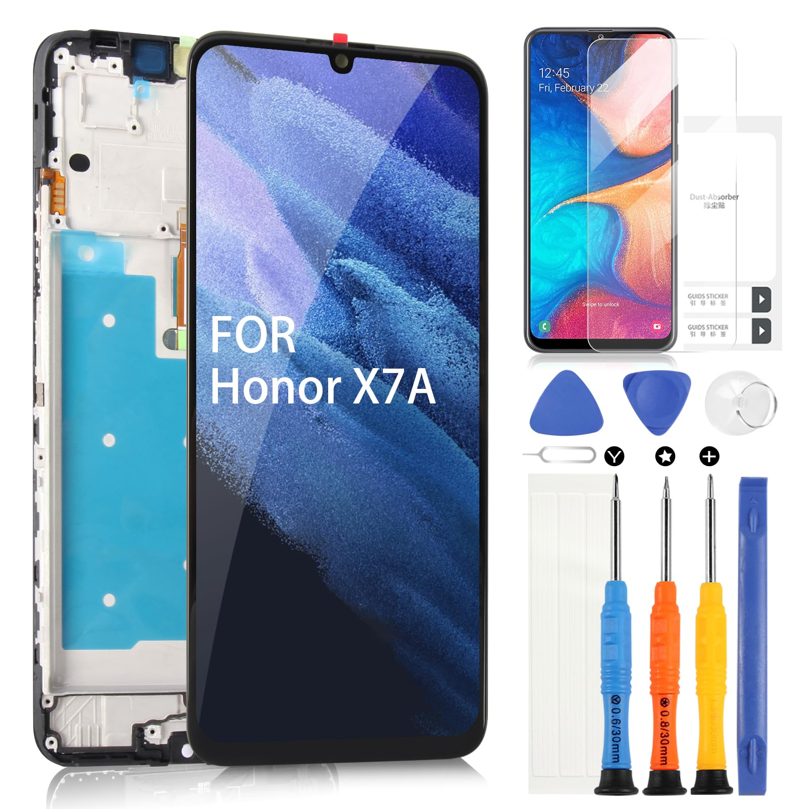 ARSSLY Schermo LCD Per Honor X7a Con Cornice E Kit Riparazione – Nero, 6.75"