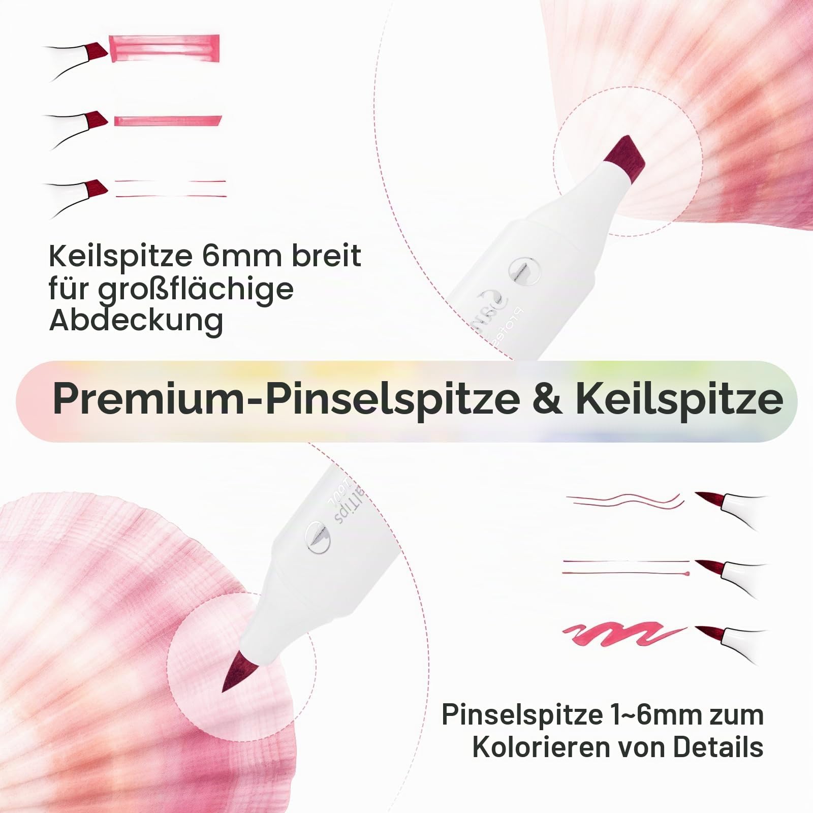 Profill 120 Farbmarker-Set, Pinsel und feine Spitze, größere Tinte für Kreatoren