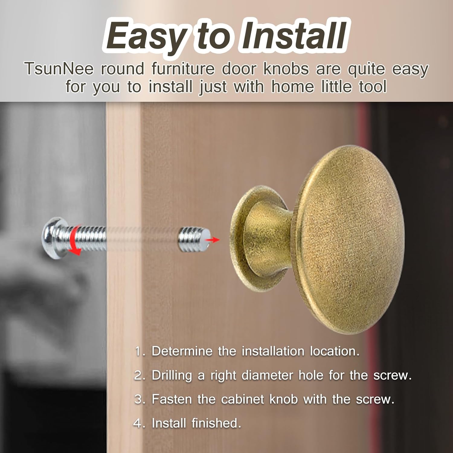 Pack of 12 Vintage Chic Antique Brass Cabinet Knobs 30mm