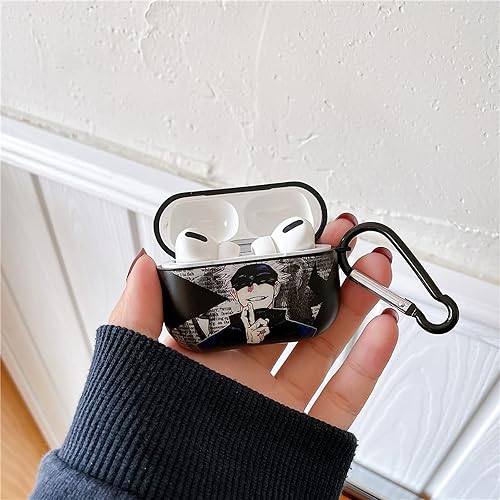 Miniatura 3 de Funda para auriculares de anime Satoru Gojo TPU IMD a prueba de golpes con llavero para Airpods Pro, color negro