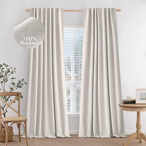 MIULEE Cortinas 100% opacas de 84 pulgadas de largo, juego de 2 paneles para dormitorio, pestaña trasera, sala de estar, oscurecimiento completo,