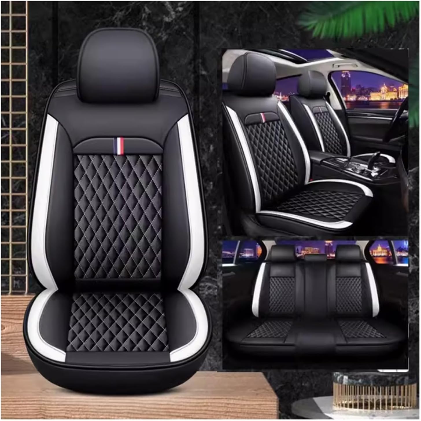 Car Seat Covers Full Set, Breathable Leather Seat Covers For Lexus ES350 2007-2008 2010-2018, 5 Seats Universal Seat Covers for Cars, Full Set Car Seat Protectors, Airbag Compatible Waterproof(Color:A