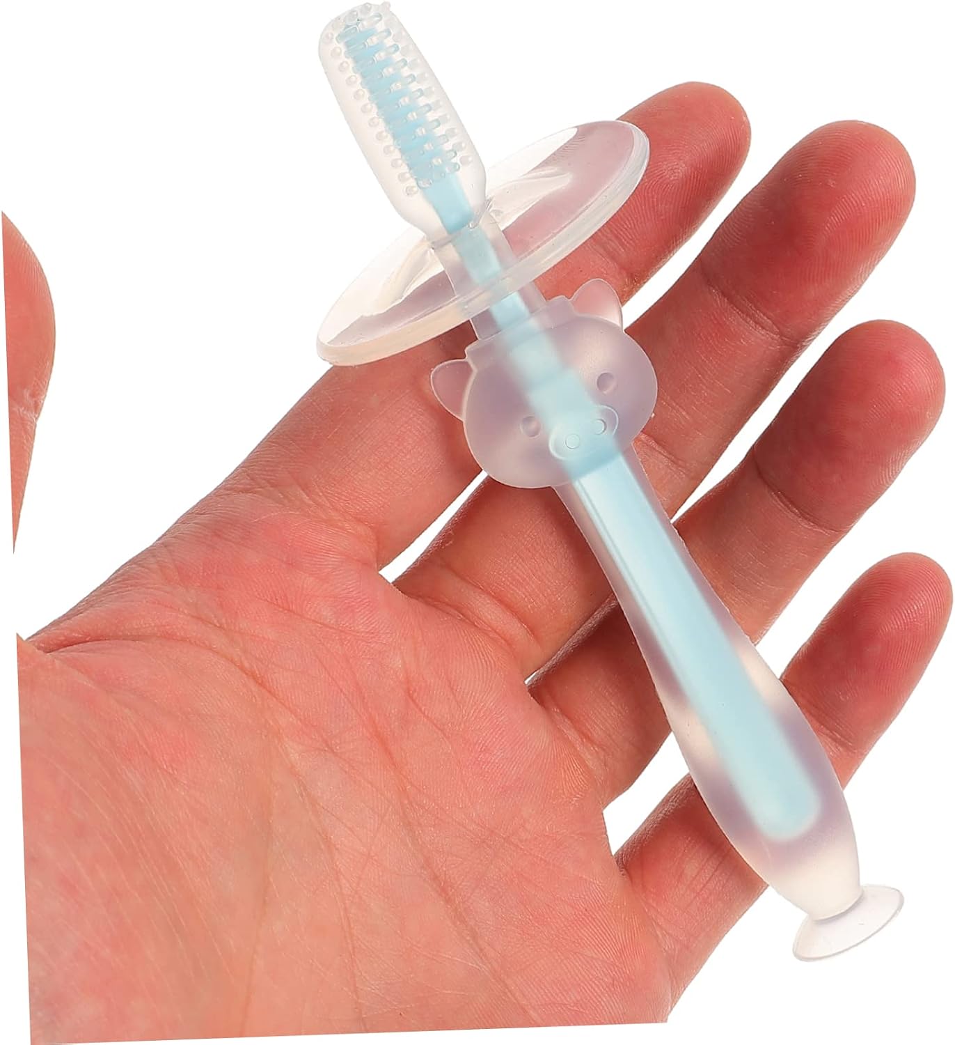 4pcs Silicone Toothbrushes with Suction Base for Newborn Oral Care Soft Bristles Tongue Cleaner and Teeth Trainer for Boy Girl Safe Mouth Cleaner in Pink Yellow Green Blue