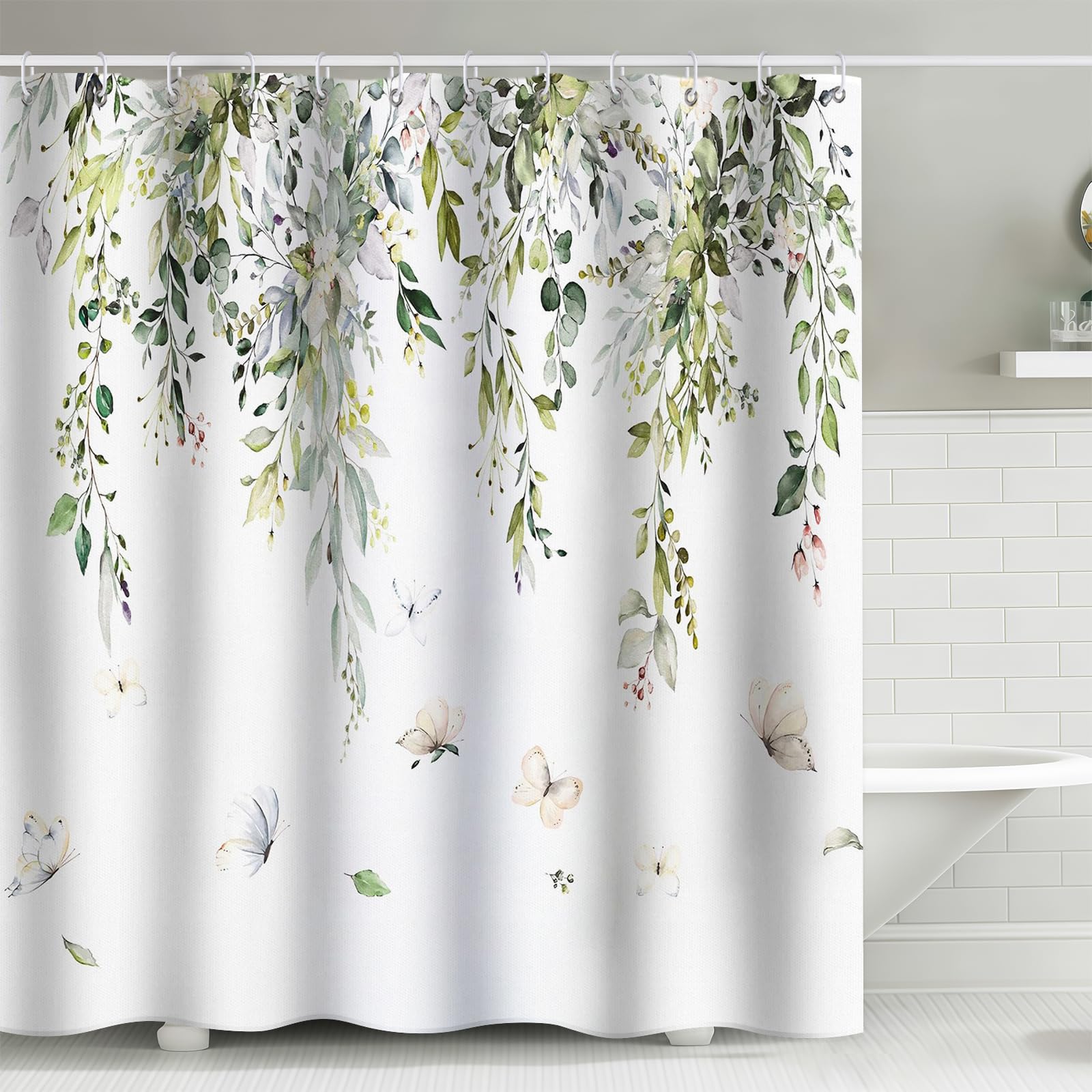 FAVORTALK Shower Curtain Mould Proof Mildew Resistant 180x180cm Shower Curtains for Bathroom Waterproof Polyester Fabric Bathroom Curtains Washable with 12 Hooks Weighted Hem 43821