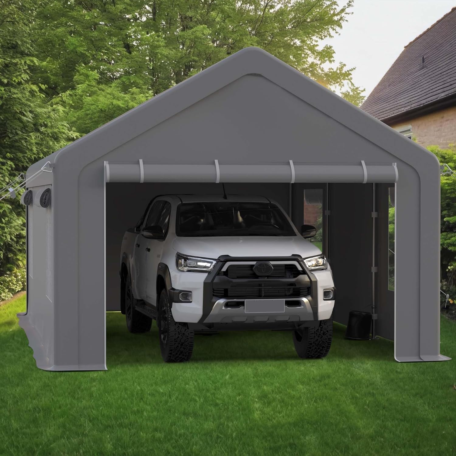 Photo 1 of Garvee 13 x 20 FT Heavy Duty Carport, Portable Garage, Gray