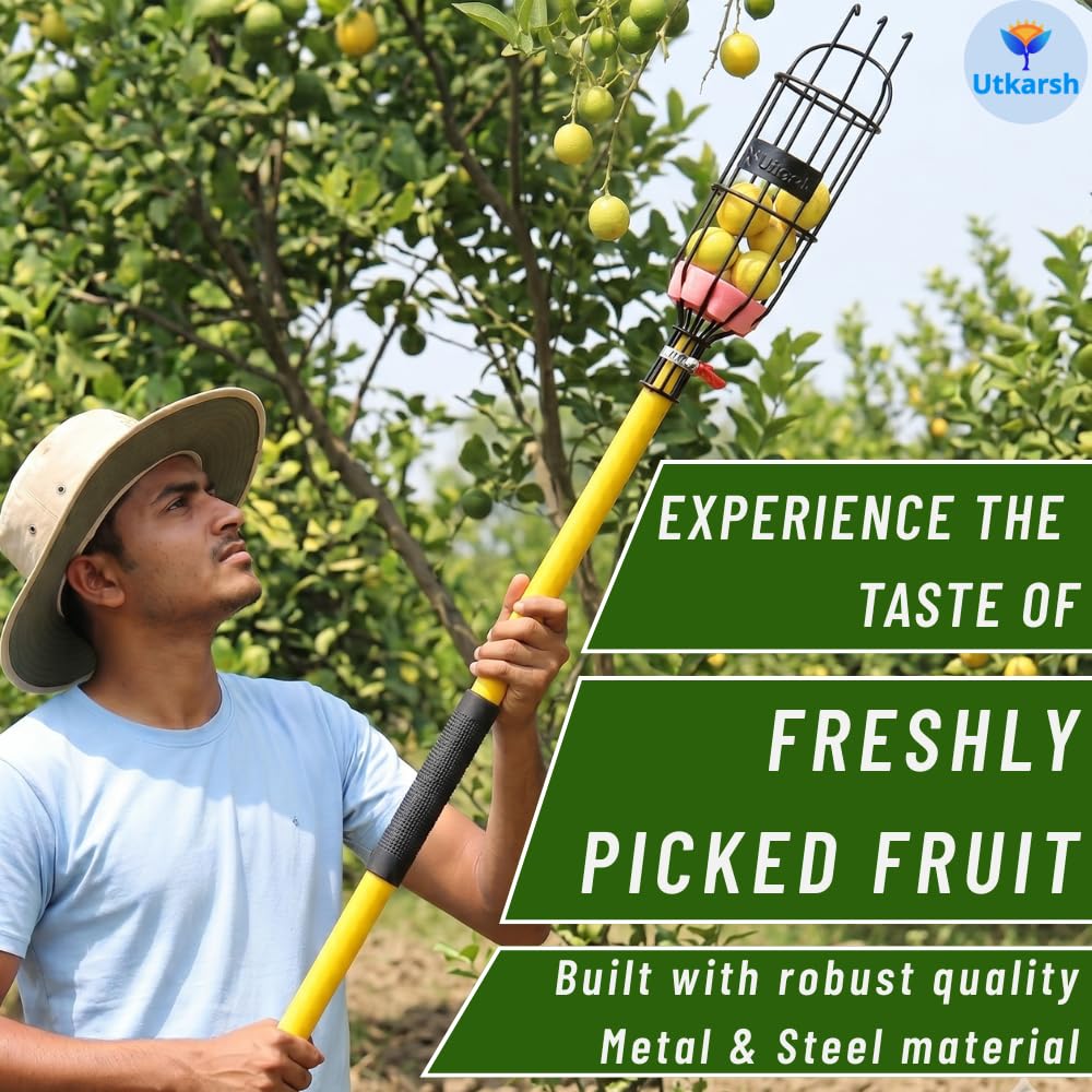 Utkarsh Lemon Picker Basket | Small Fruit Plucker Basket for Lemon, Apple, Pear, & More | Easy to Use Fruits Catcher | Fruit Picker for Convenient & Safe Harvesting - Set of 1 PC 1