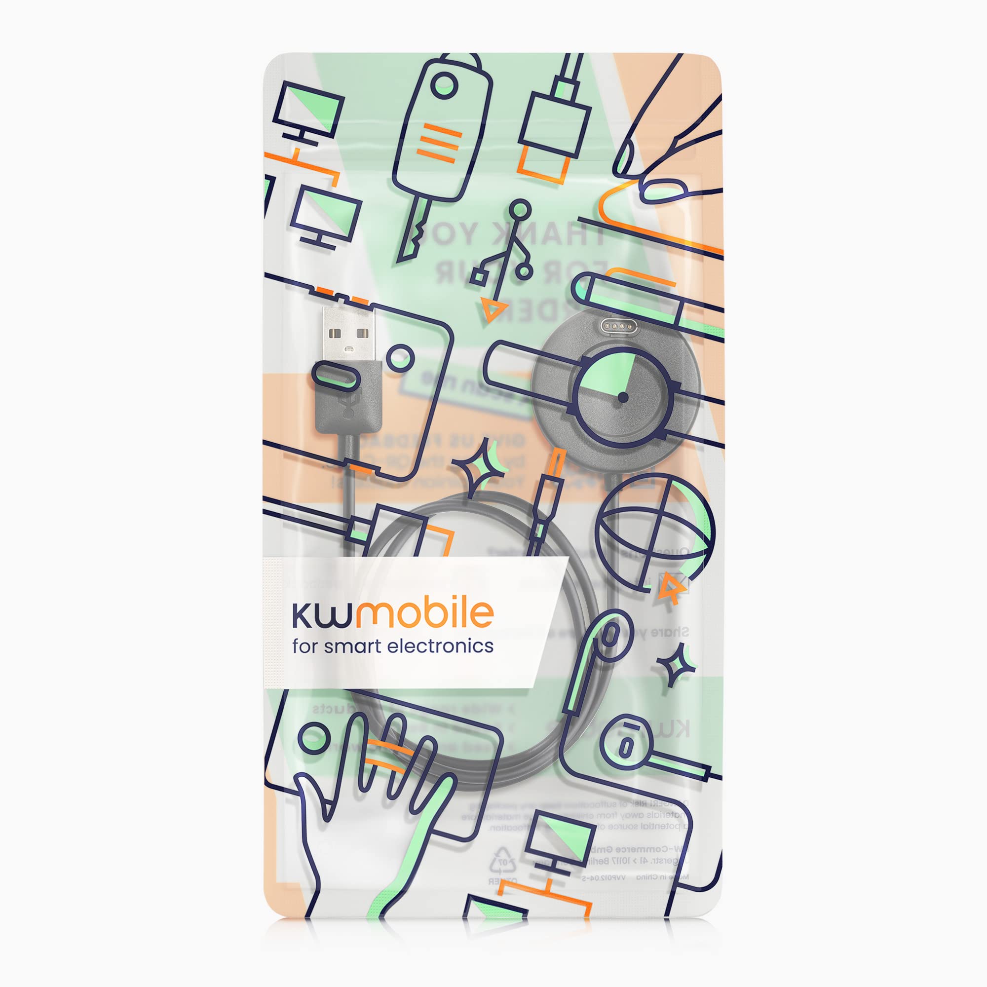 kwmobile Kabel USB ładowarka kompatybilna z Garmin vivomove Style/Luxe/vivomove 3 kabel - przewód do ładowania do smartwatcha - czarny