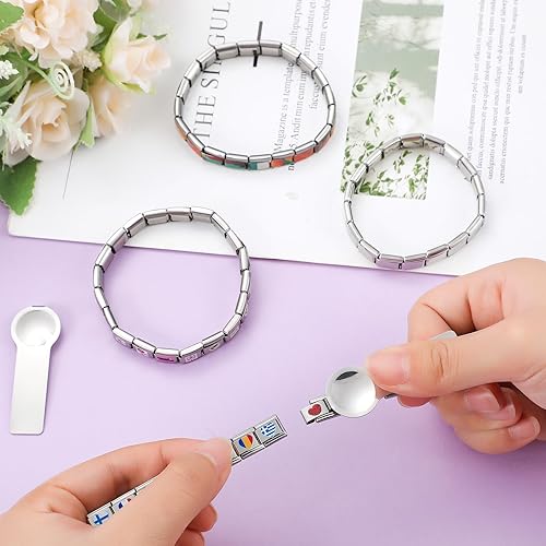 Miniatura 5 de Blulu 2 piezas de 0.354 in herramienta de apertura de dijes italianos de doble cara, herramienta de encanto italiano para añadir y quitar dijes y