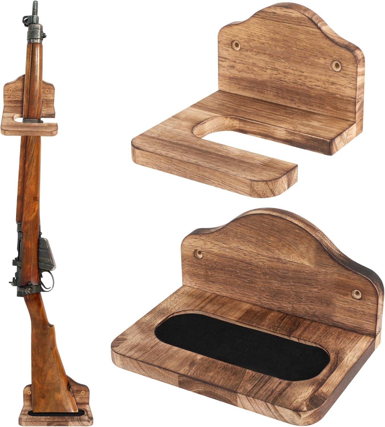 GlikCeil Vertical Gun Rack Hardwood Gun Rack Holder Wall Mount Wooden Hooks Hangers for Wall for Rifles Shotguns Bows Display Storage