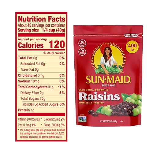 Vista 19 de Sun-Maid California Raisins Snack Cajas de 1 onza Paquete de 6 Fruta seca natural entera Sin sabores artificiales Sin OMG