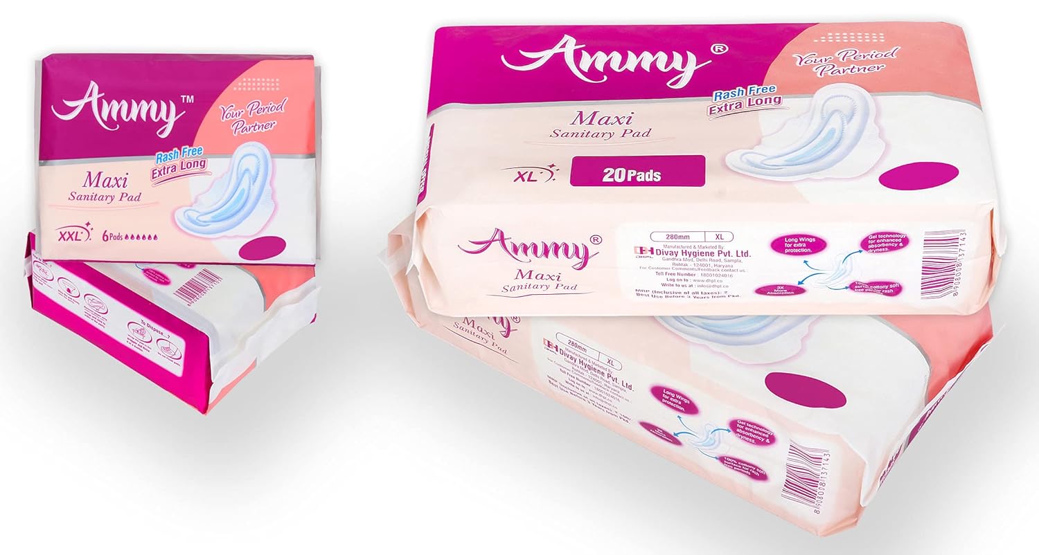 Buy Ammy Ultra Thin Sanitary Pads XL & XXL Maxi Soft Cottony 52 Pads