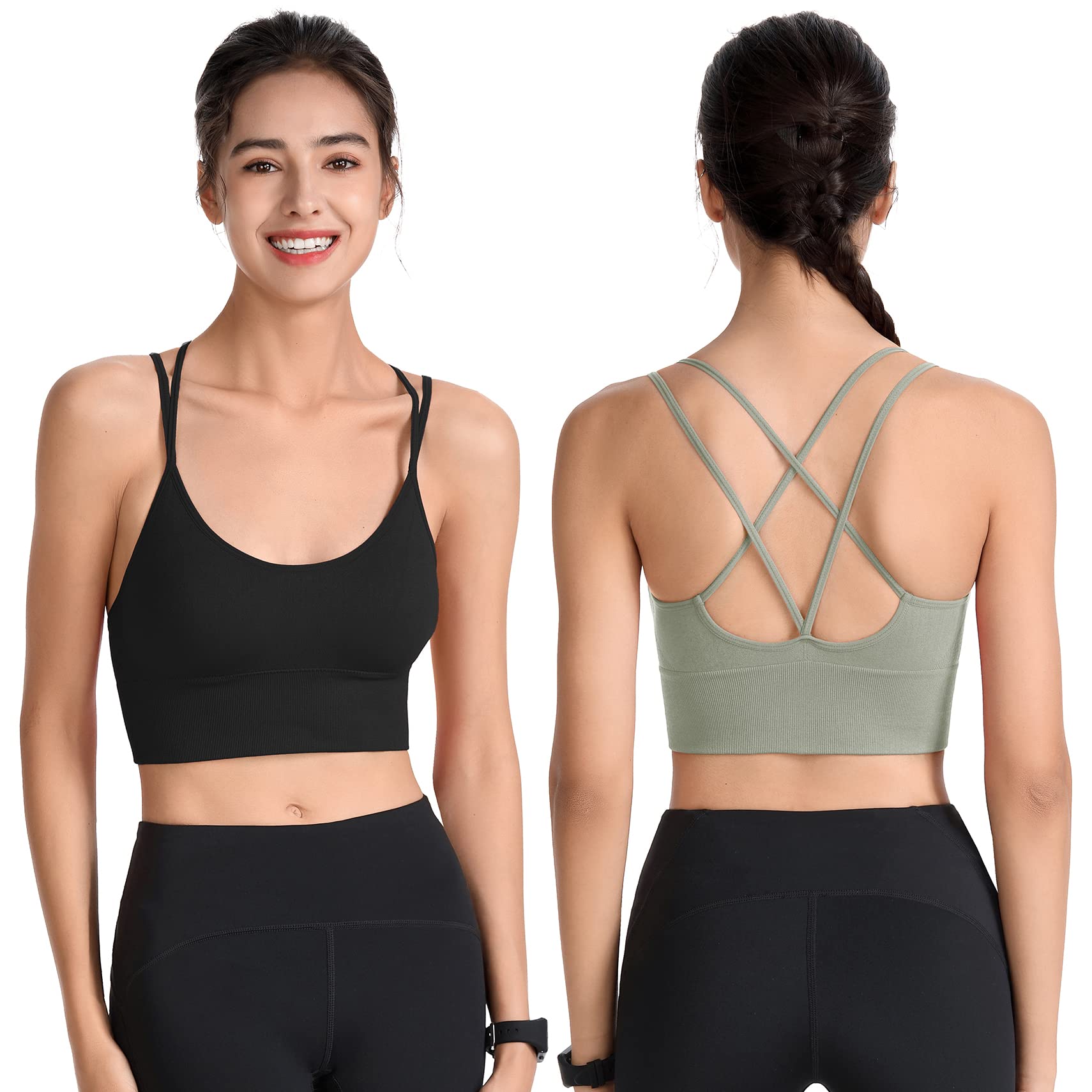 Sujetadores Deportivos Acolchados para Mujer, con Tirantes Cruzados, para Yoga, Entrenamiento, Fitness, Correr, Gimnasio, Parte Superior de bajo Impacto