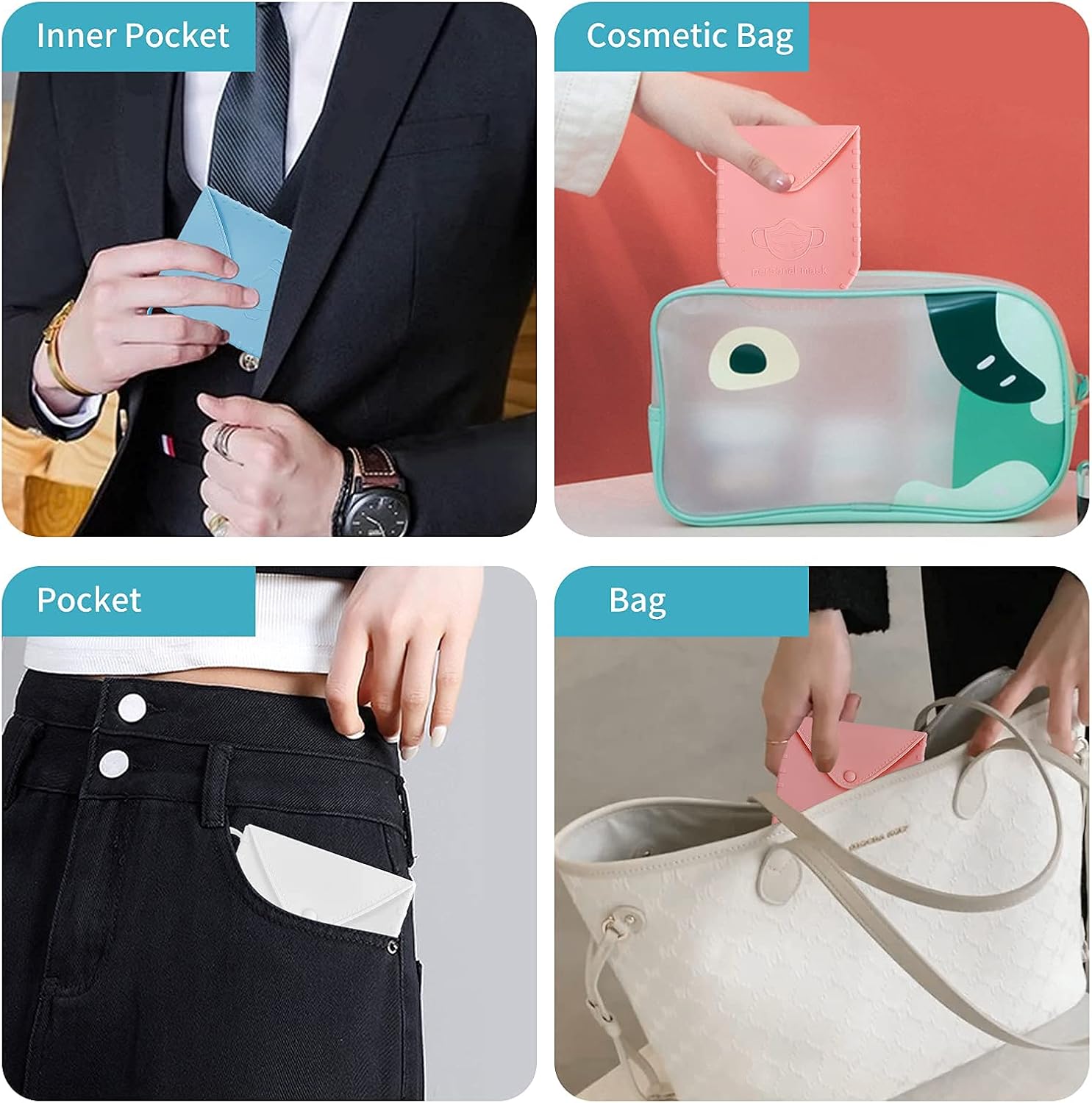 Mask Storage Case, 3 Pack Silicone Mask Storage Case for Mask, Portable Mask Organizes for Mask Pollution Prevention