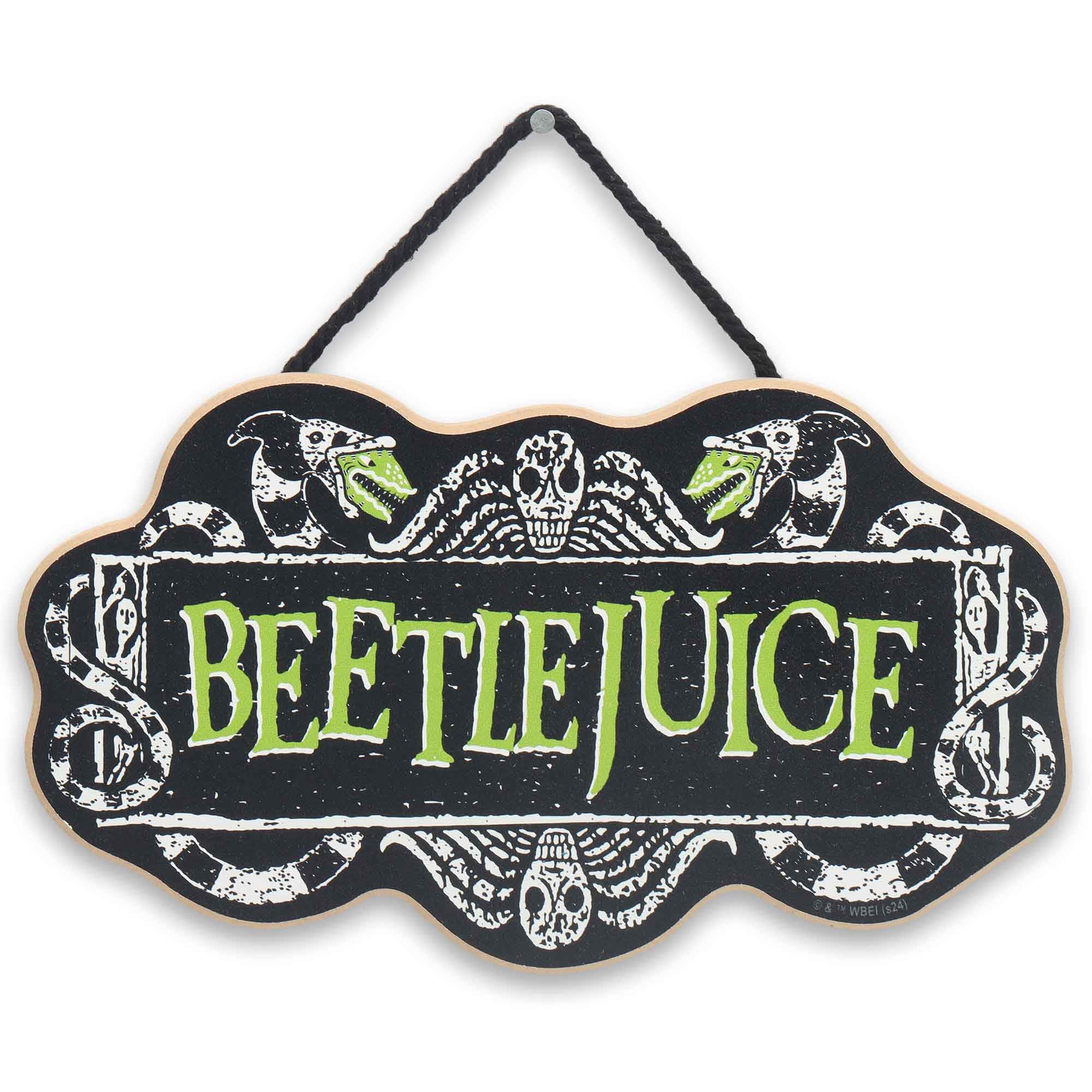 Beetlejuice Hanging Wood Wall Decor - Iconic Beetlejuice Sign for Halloween Decor