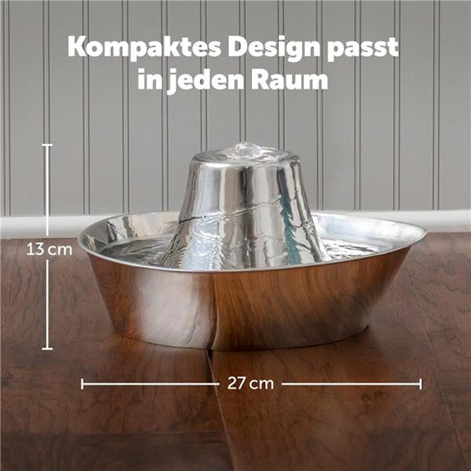 PetSafe Edelstahl-Trinkbrunnen Seaside, Sauberes Trinkwasser für Katzen und Hunde, Leiser Betrieb, 1,8 L Wasserkapazität.