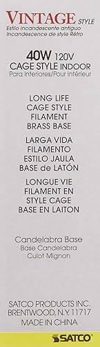 Miniatura 5 de Satco incandescentes blanco suave 2700K diseño de Vintage foco de luz, regulable, S2420, 40watts, 120 volts