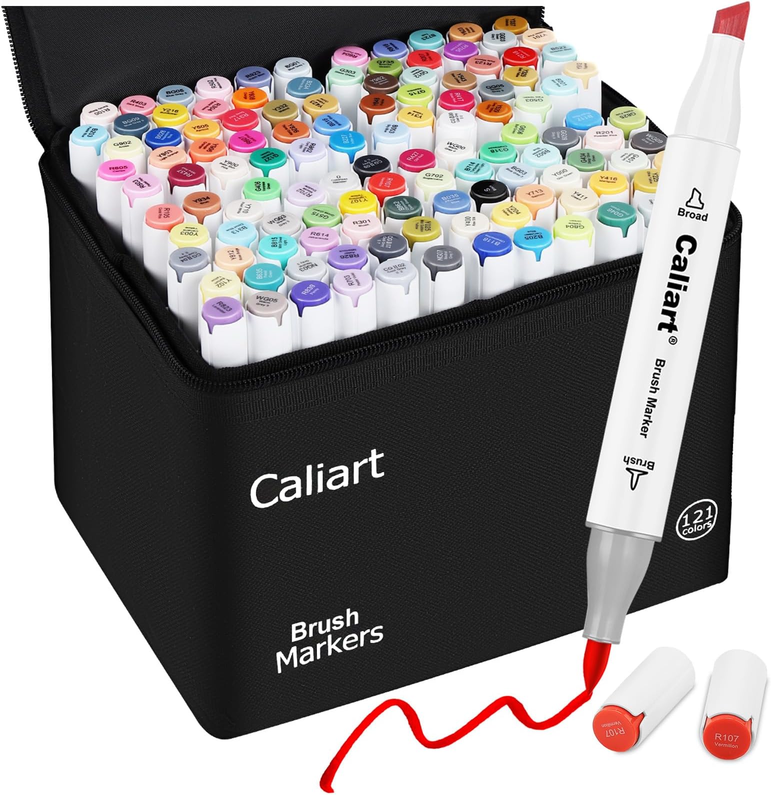 Alcohol Markers Brush Tip - 121 Colors Dual Tip Art Markers Set for Adult Coloring Books Artist Drawing Illustration Sketching, with Case Permanent Alcohol Based Colored Chisel & Brush Pens