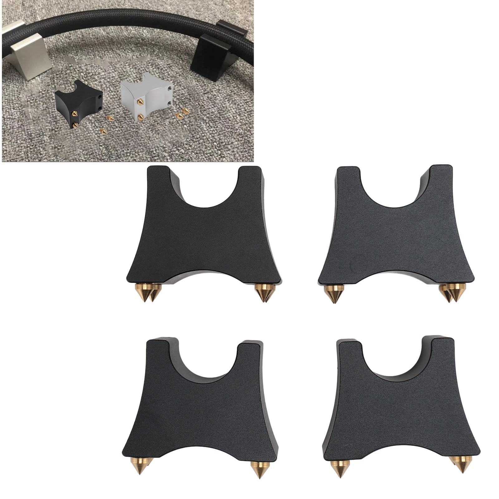 4 Pezzi Supporto Isolante Cavi Altoparlanti HiFi, Piedini Isolanti Altoparlanti HiFi in Alluminio, Cavi Alimentazione Altoparlanti Supporto Antiurto, Supporto Spike Cavo HiFi per