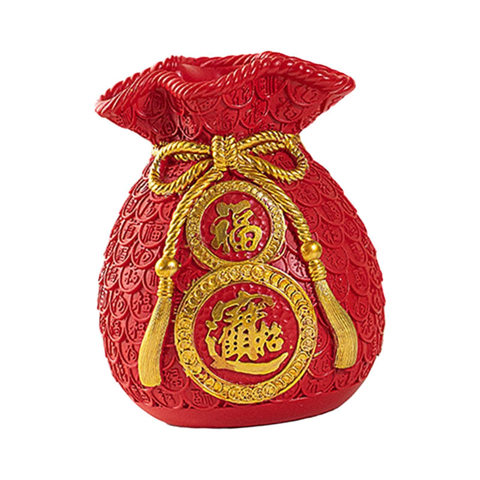 TWISAXC Chinese Purse Vase Feng Shui Ornament Handmade Festive Wedding Parties Which Is Lightweight And Lifelike Chinese New Year Treasure Basin Vase