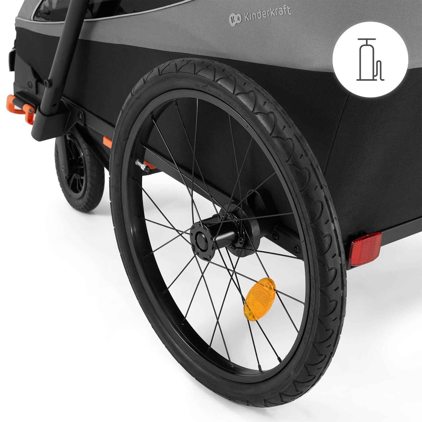 Kinderkraft NAVA Walk 2-in-1 Fahrradanhänger und Buggy für 2 Kinder, aufpumpbare Räder, verstellbare Federung, 9-Fach Verstellbarer Schiebegriff, UV-Schutz, Moskitonetz, wasserdicht, Grau