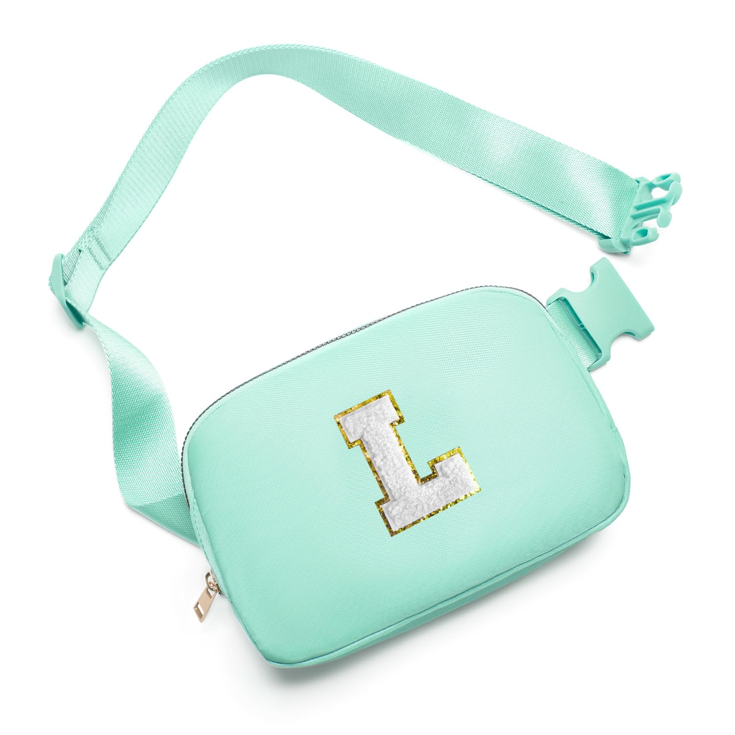 Gitus Birthday Gifts for 8 9 10 11 12 13 Year Old Girls Personalized Fanny Pack Crossbody Bags with Initial Letter Patch Belt Bag for Teen Girls Cute Trendy Stuff Travel Essentials (Mint Green-L)
